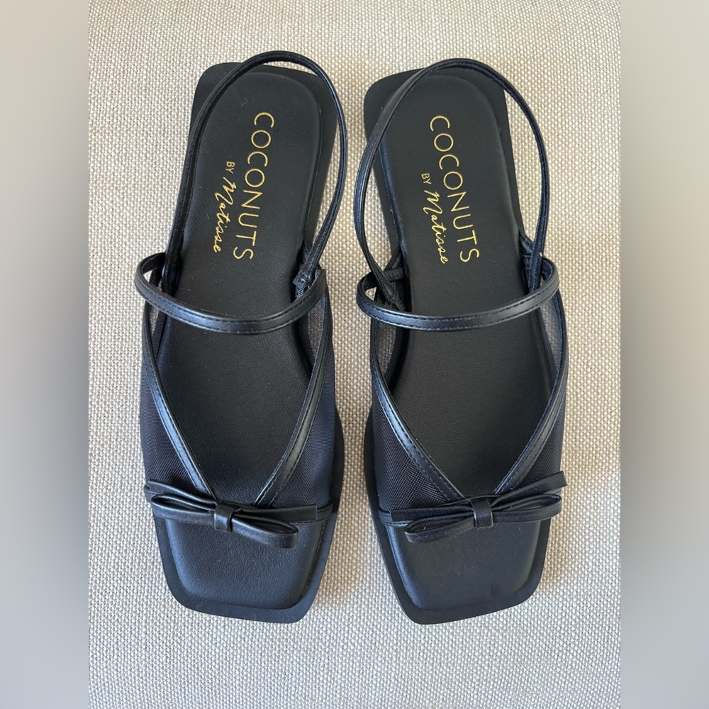Coconuts by Matisse Tropea Sandals NWT Slingback Squared Sole Mesh Bow 8